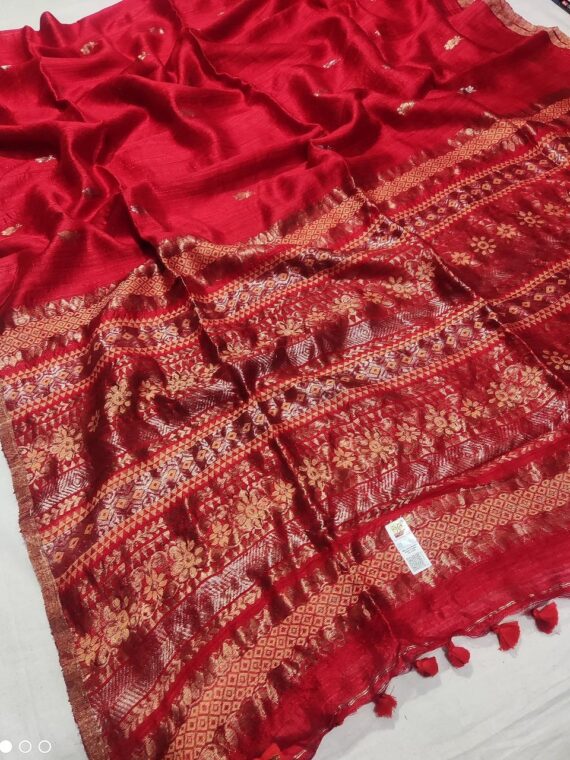 Red Premium Quality Resham By Wash Matka Pure Silk Saree