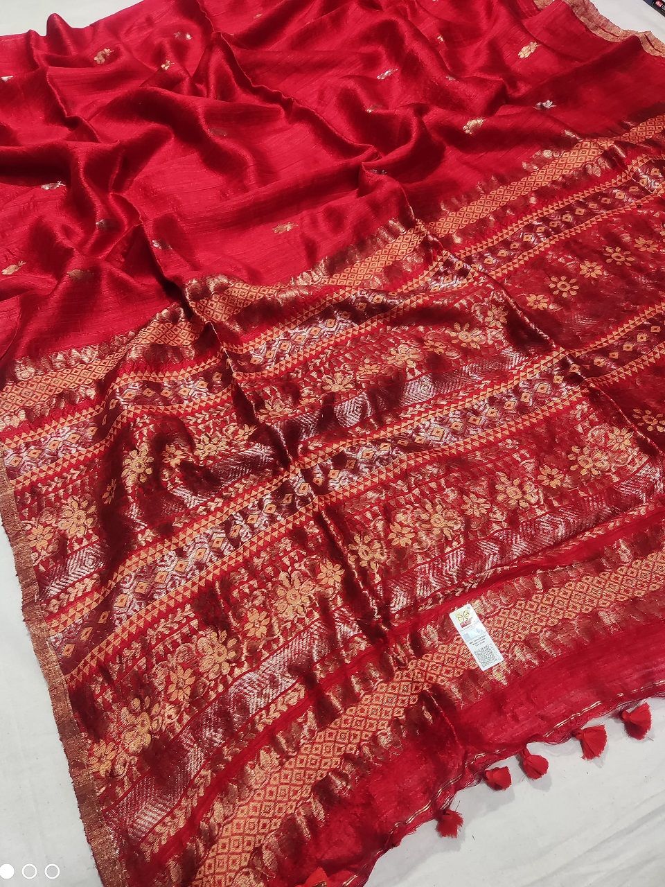 Red Premium Quality Resham By Wash Matka Pure Silk Saree