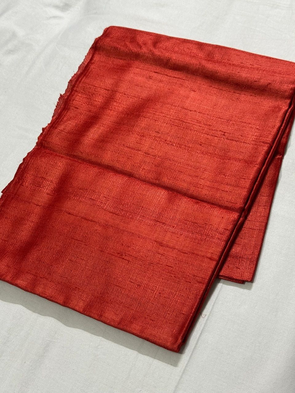 Reddish Orange Pure Tussar Raw Silk Saree For Divine Occassions