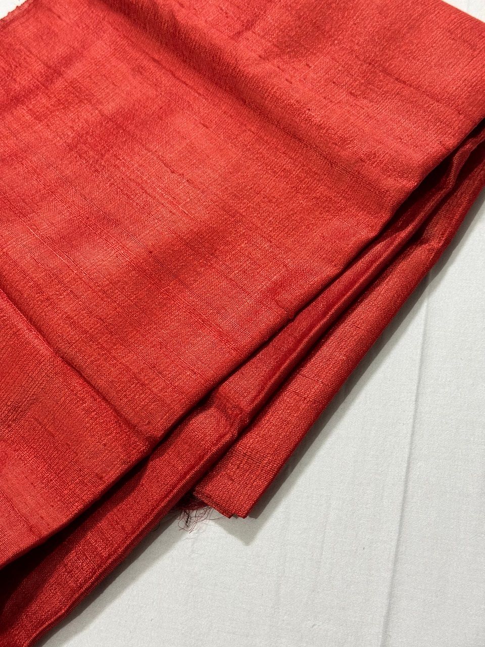 Reddish Orange Pure Tussar Raw Silk Saree For Divine Occassions