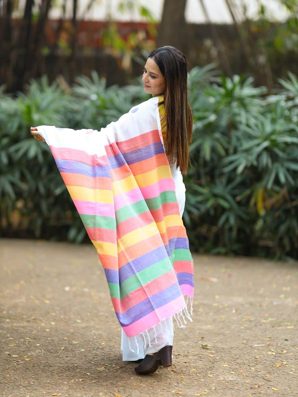 Fresh White Pure Cotton Soft Saree With Color Filled Pallu