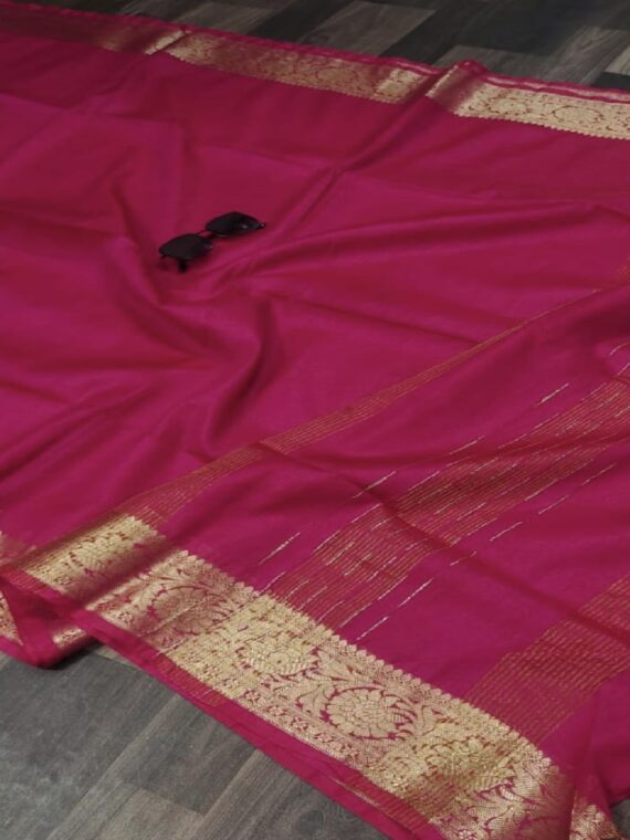 Pink Kota Cotton Silk Saree With Banarasi Border