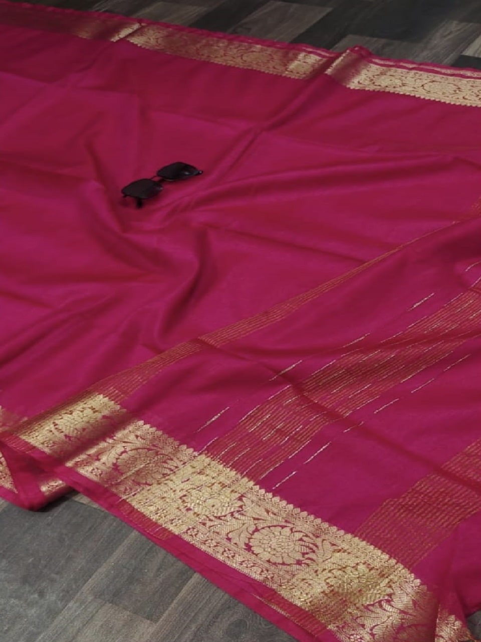 Pink Kota Cotton Silk Saree With Banarasi Border