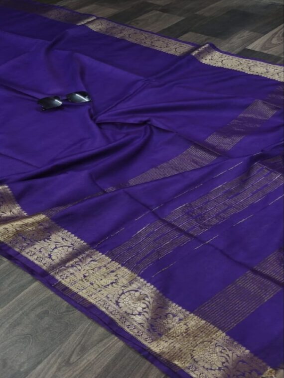 Violet Kota Cotton Silk Saree With Banarasi Border