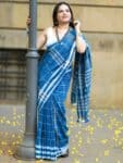 https://www.loomfolks.com/product/beautiful-blue-handwoven-cotton-saree-with-running-blouse/