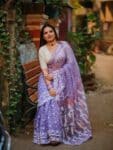 Lavender Lilac Dhakai Cotton Silk Jamdani Saree With Blouse Piece