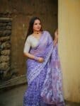 Lavender Lilac Dhakai Cotton Silk Jamdani Saree With Blouse Piece