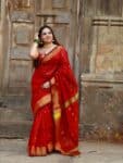 Vibrant Red Bengal Cotton Silk Saree For All Occasions