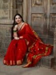 Vibrant Red Bengal Cotton Silk Saree For All Occasions