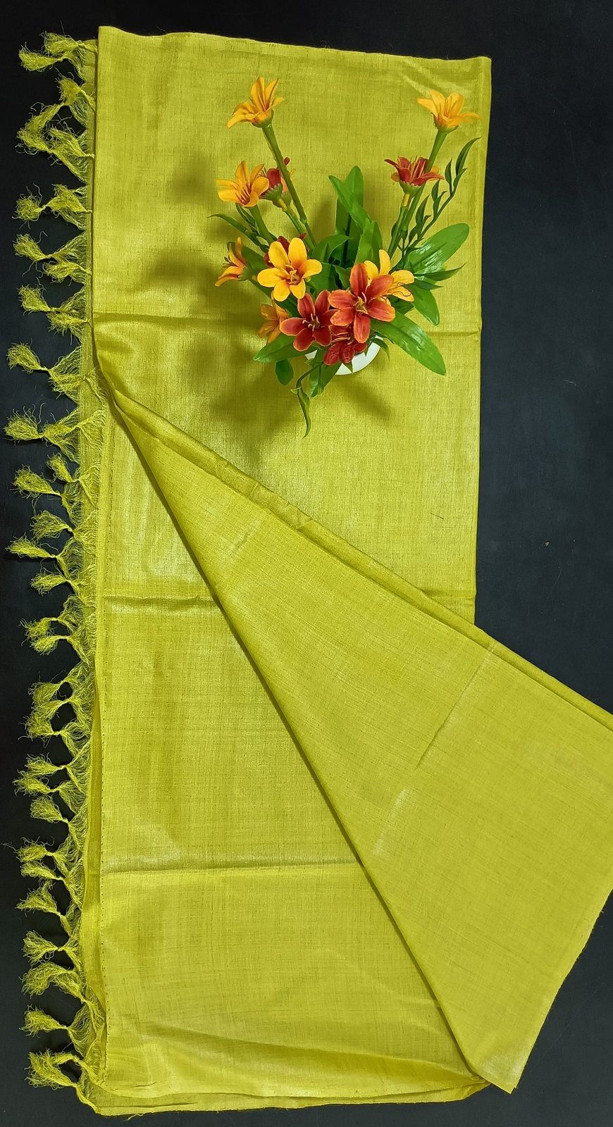 Lemon Green Pure Tussar Muga Silk Dupatta