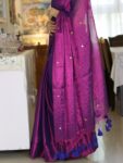 Metallic Purple Sequin-Embellished Cotton Tissue Saree with Running Blouse