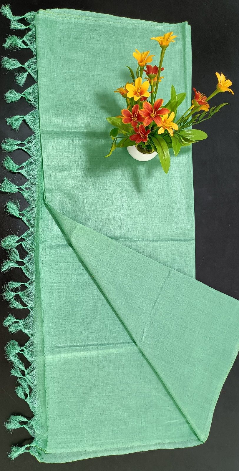 Mint Green Pure Tussar Muga Silk Dupatta