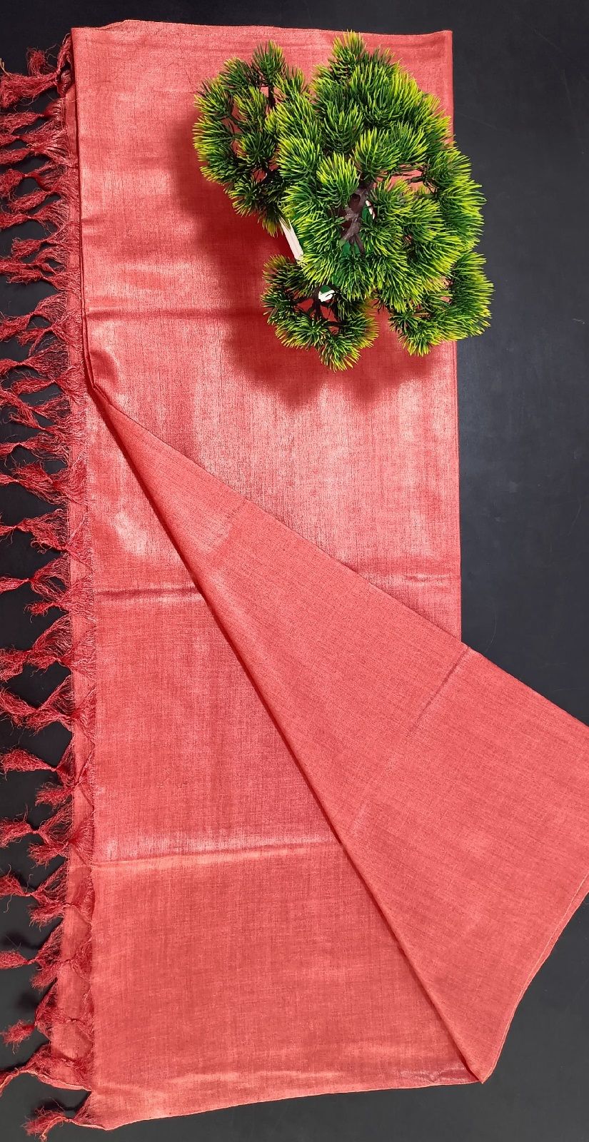 Peach Color Pure Tussar Muga Silk Dupatta