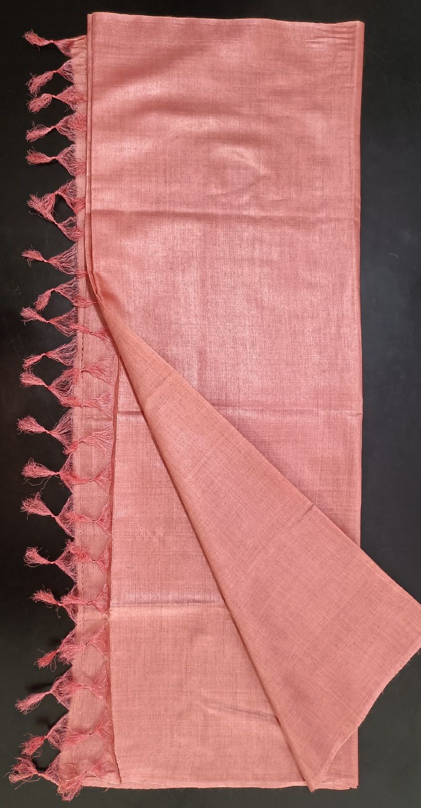 Peach Pink Pure Tussar Muga Silk Dupatta