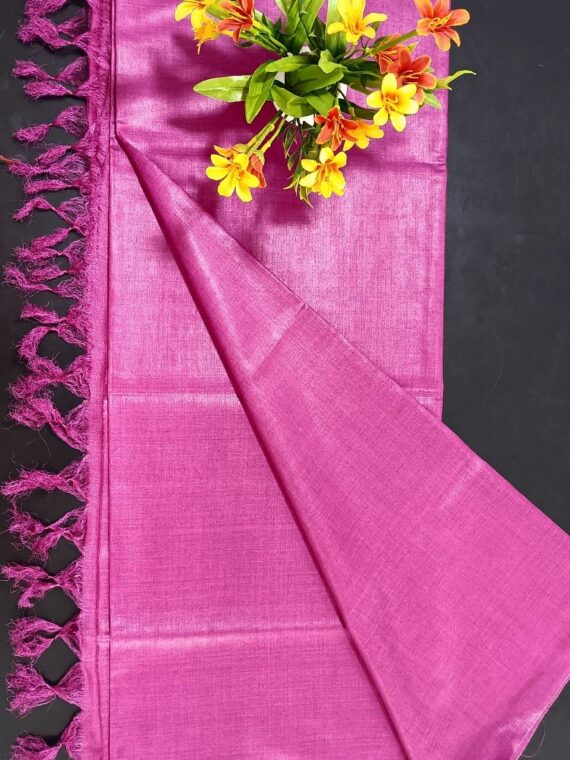 Rani Pink Pure Tussar Muga Silk Dupatta