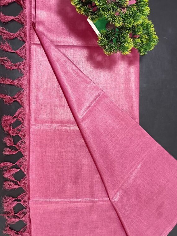 Rose Pink Pure Tussar Muga Silk Dupatta