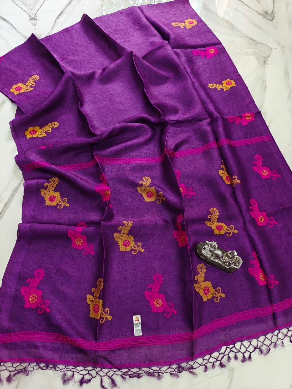 Dark Purple Handwoven Pure Tussar By Tussar Silk Saree