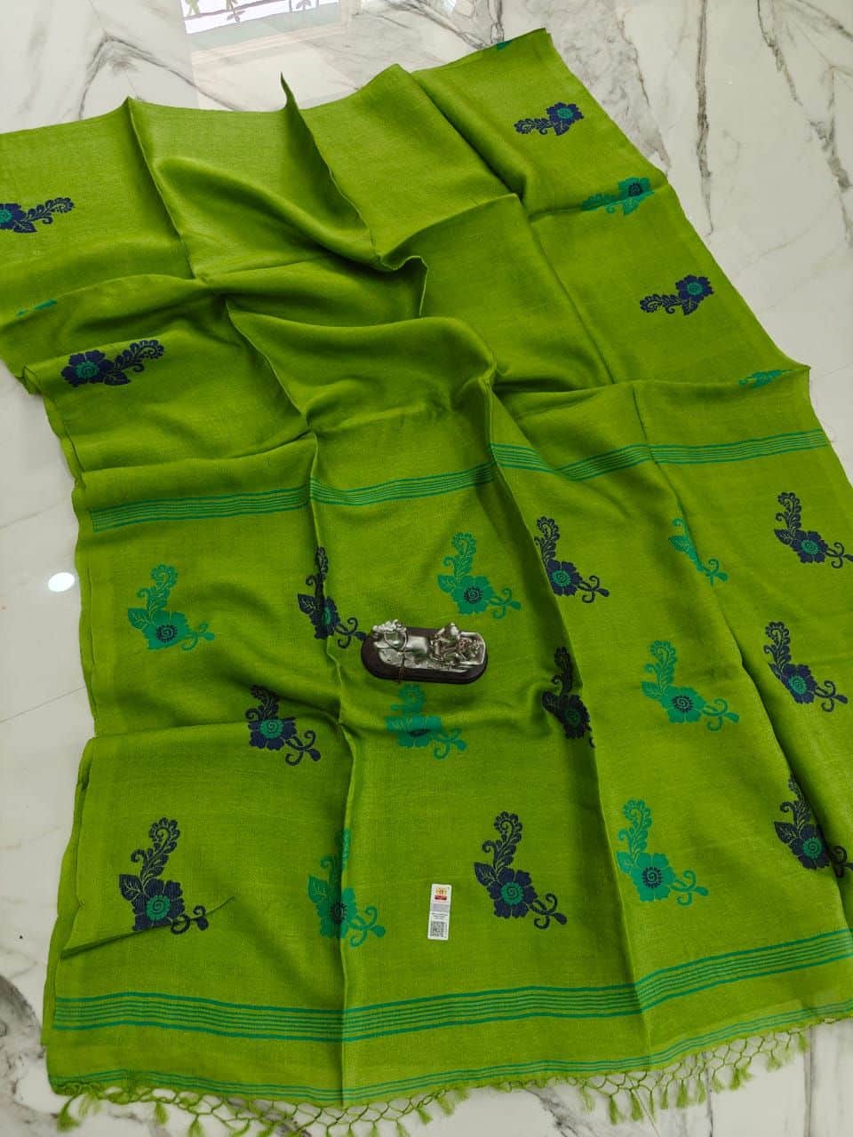 Grass Green Handwoven Pure Tussar By Tussar Silk Saree