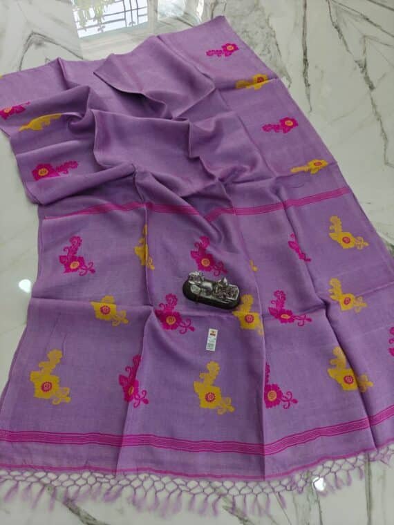 Light Purple Handwoven Pure Tussar By Tussar Silk Saree