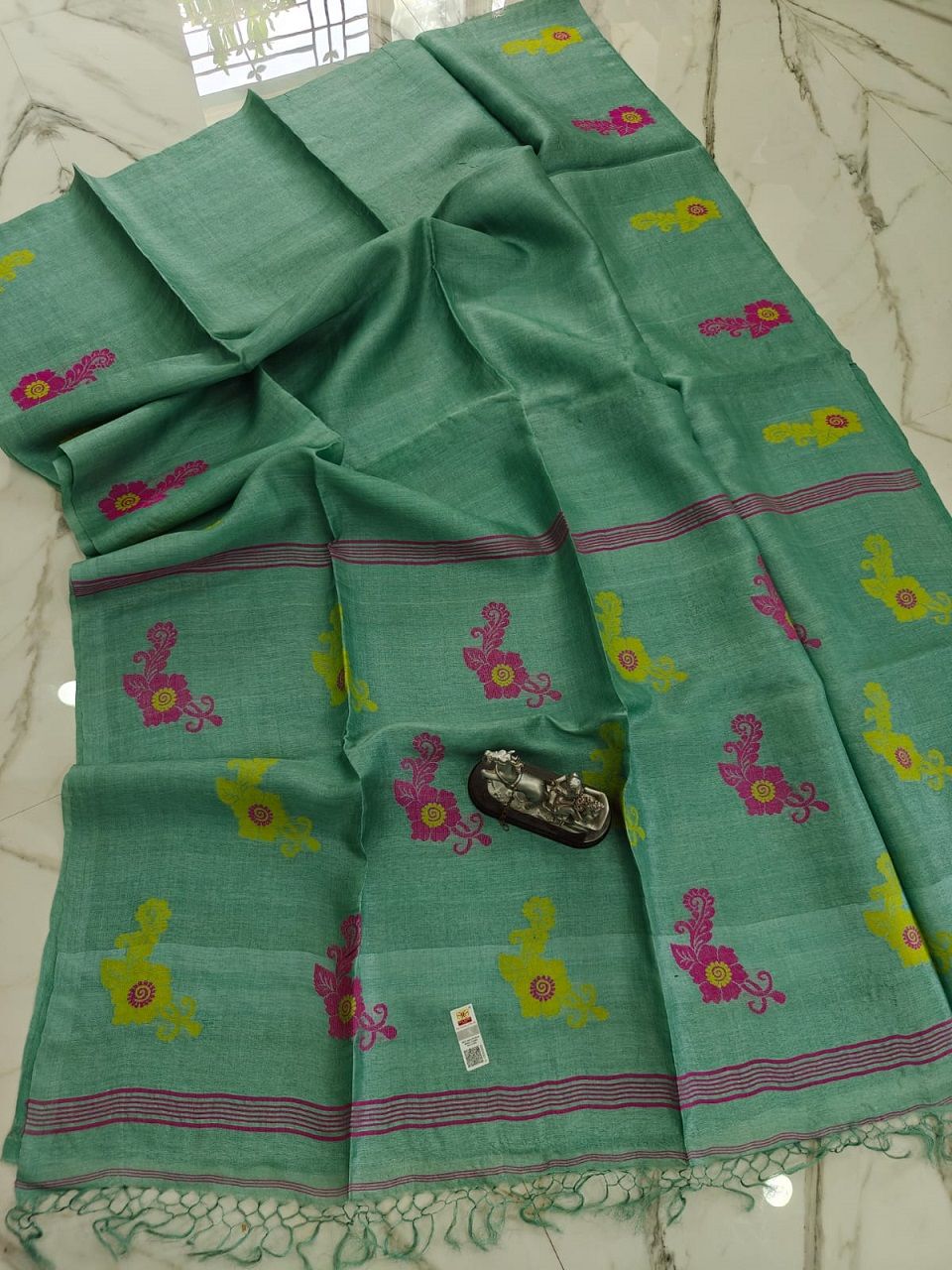 Sea Green Handwoven Pure Tussar By Tussar Silk Saree