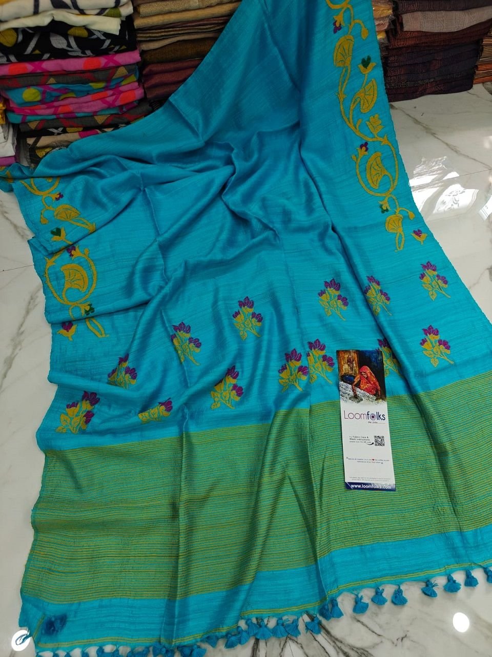 Blue Premium Pure Wash Matka Resham Silk Saree