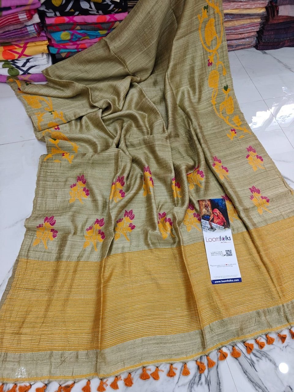 Golden Sage Premium Pure Wash Matka Resham Silk Saree Golden Sage Premium Pure Wash Matka Resham Silk Saree