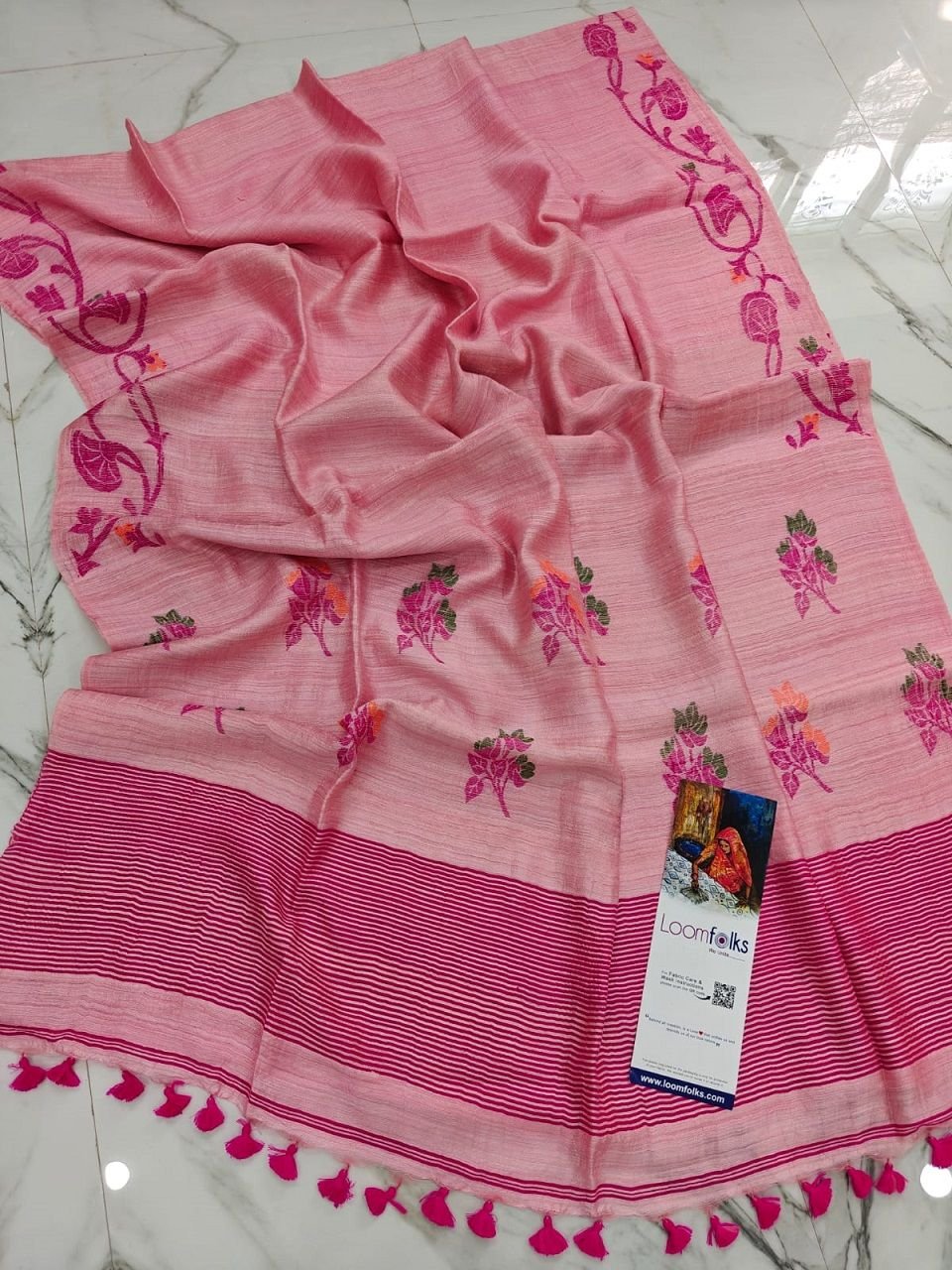 Pink Premium Pure Wash Matka Resham Silk Saree Pink Premium Pure Wash Matka Resham Silk Saree