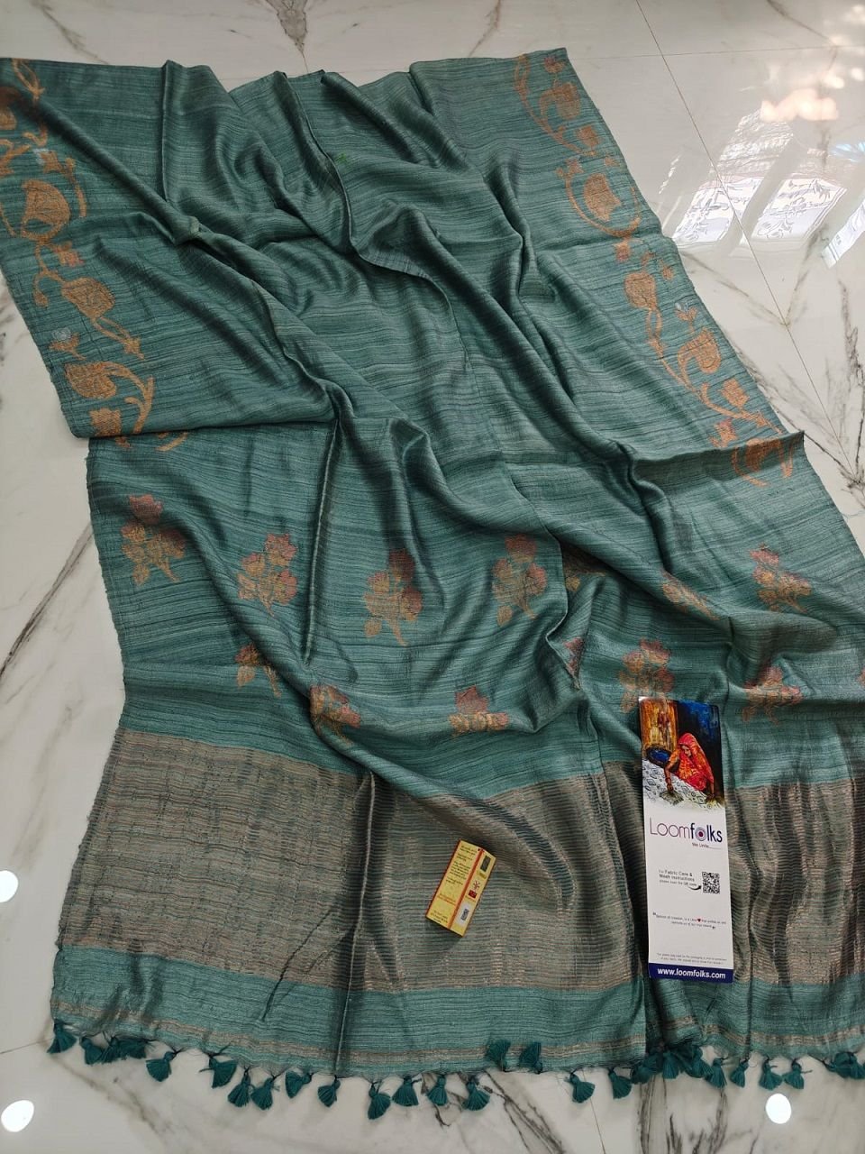Sage Blue Premium Pure Wash Matka Resham Silk Saree Sage Blue Premium Pure Wash Matka Resham Silk Saree