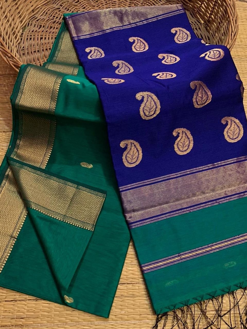 Lovely Teal Green Blue Cotton Silk Saree With Blouse Piece Lovely Teal Green Blue Cotton Silk Saree With Blouse Piece