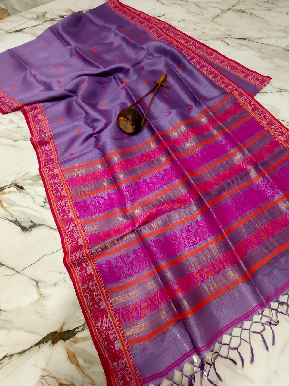 Purple Pink Pure Gacchi Tussar Baluchuri Saree Purple Pink Pure Gacchi Tussar Baluchuri Saree