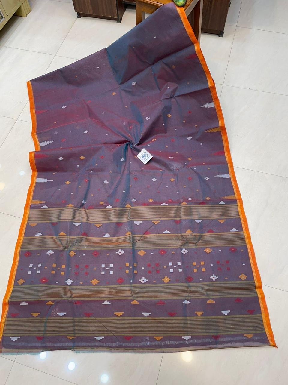 Purple Tantuja Handmade Cotton Saree Without Blouse Piece Purple Tantuja Handmade Cotton Saree Without Blouse Piece