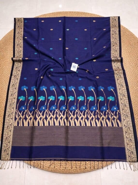 Marvelous Blue Premium Quality Handloom Cotton Jamdani Saree