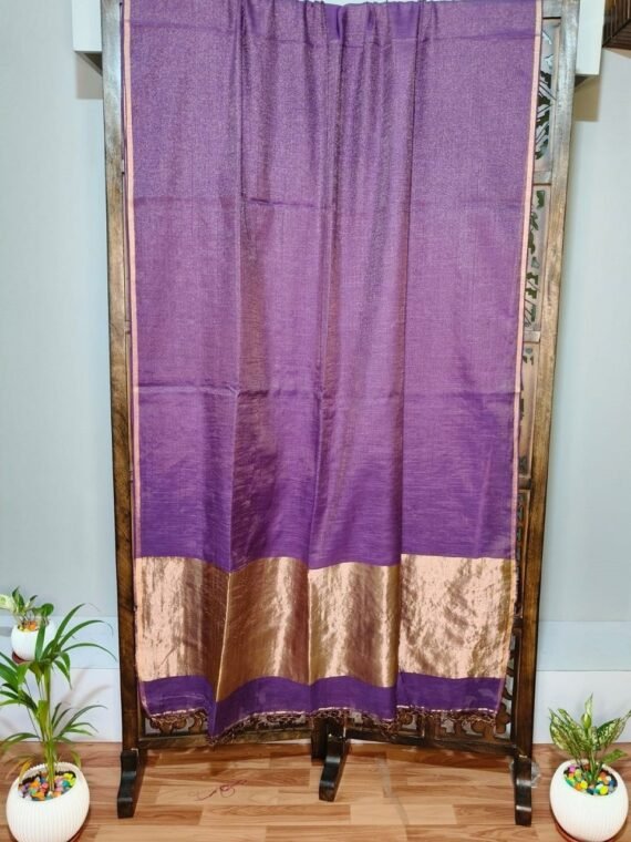 Lavendar Premium Tissue Linen Saree With Running Blouse