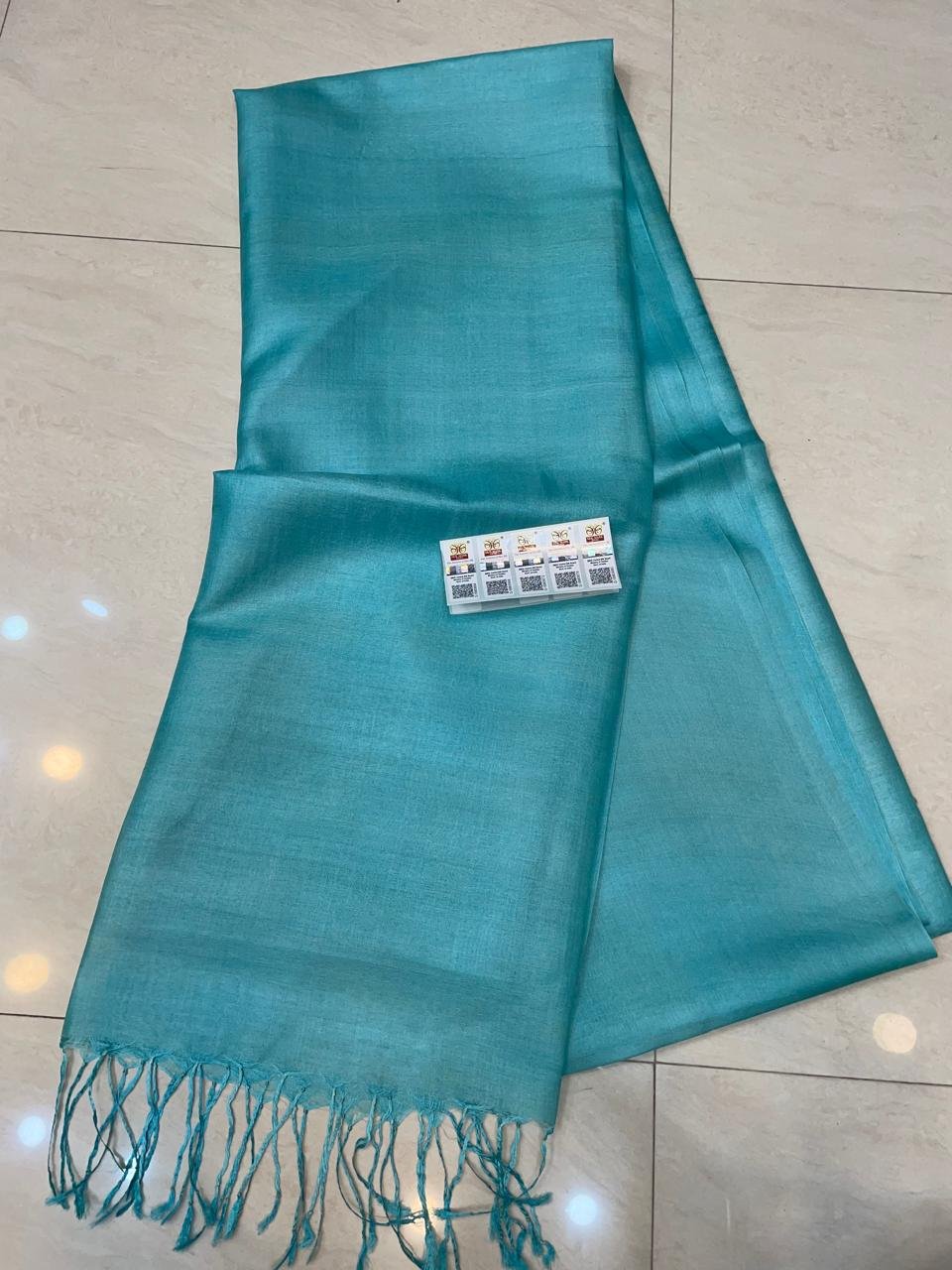 Aqua Blue Pure Gachi 2 Ply Tussar With Blouse Piece Aqua Blue Pure Gachi 2 Ply Tussar With Blouse Piece