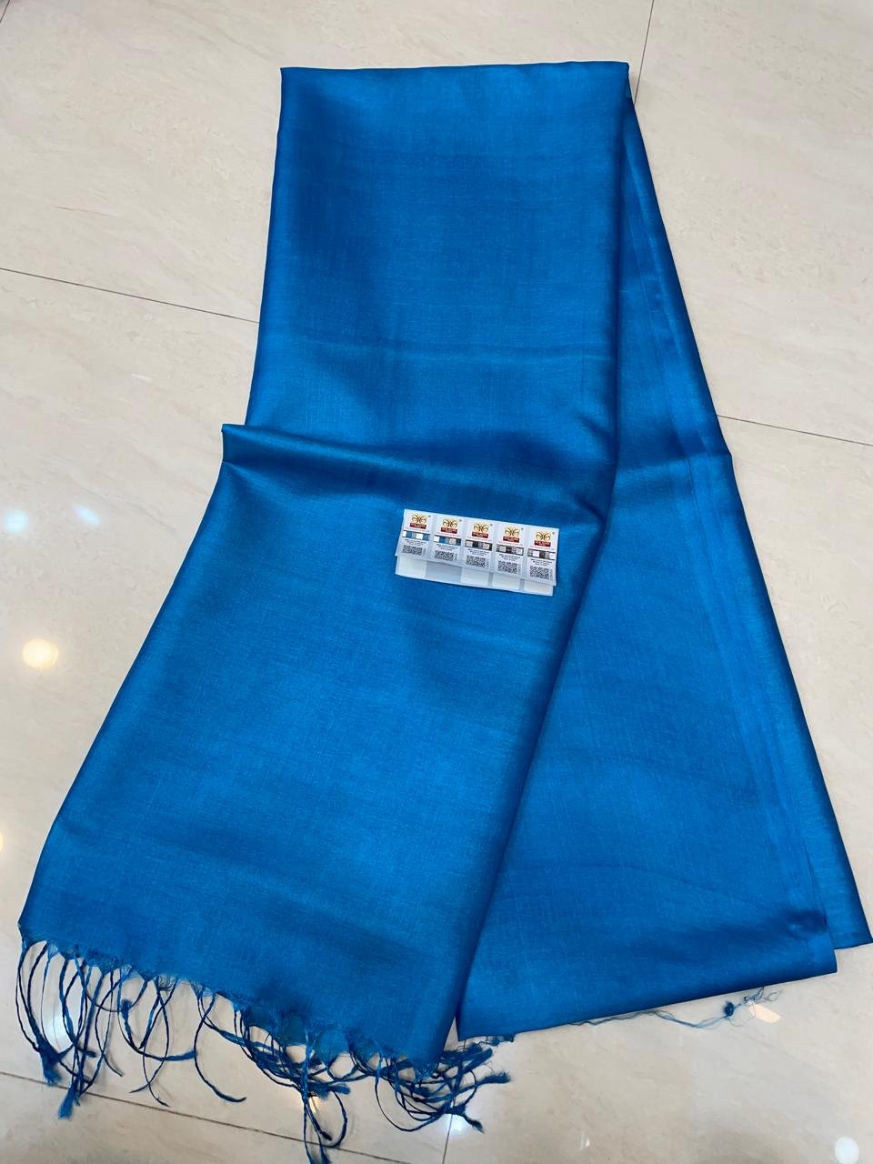 Blue Pure Gachi 2 Ply Tussar With Blouse Piece Blue Pure Gachi 2 Ply Tussar With Blouse Piece