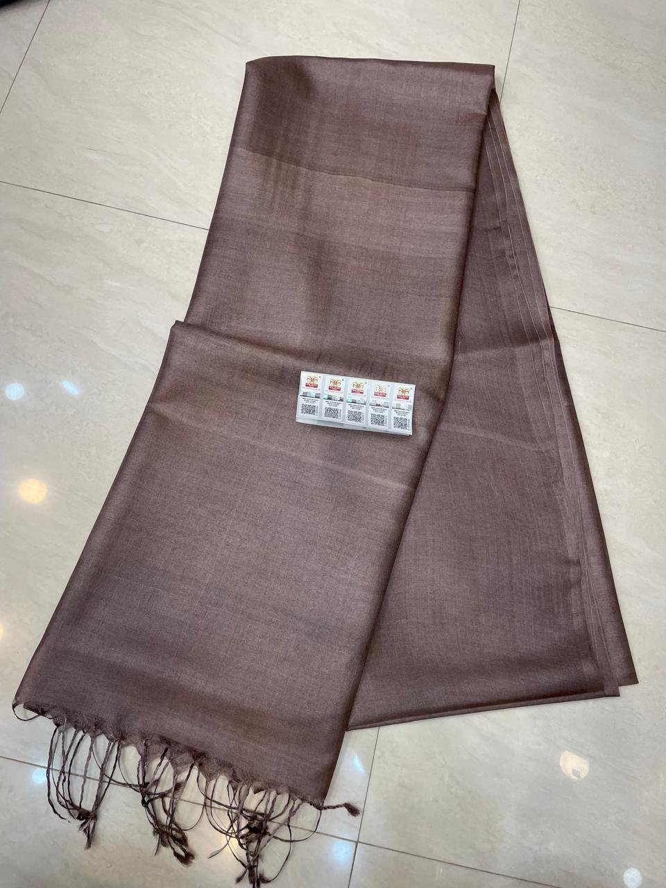 Brown Pure Gachi 2 Ply Tussar With Blouse Piece Brown Pure Gachi 2 Ply Tussar With Blouse Piece