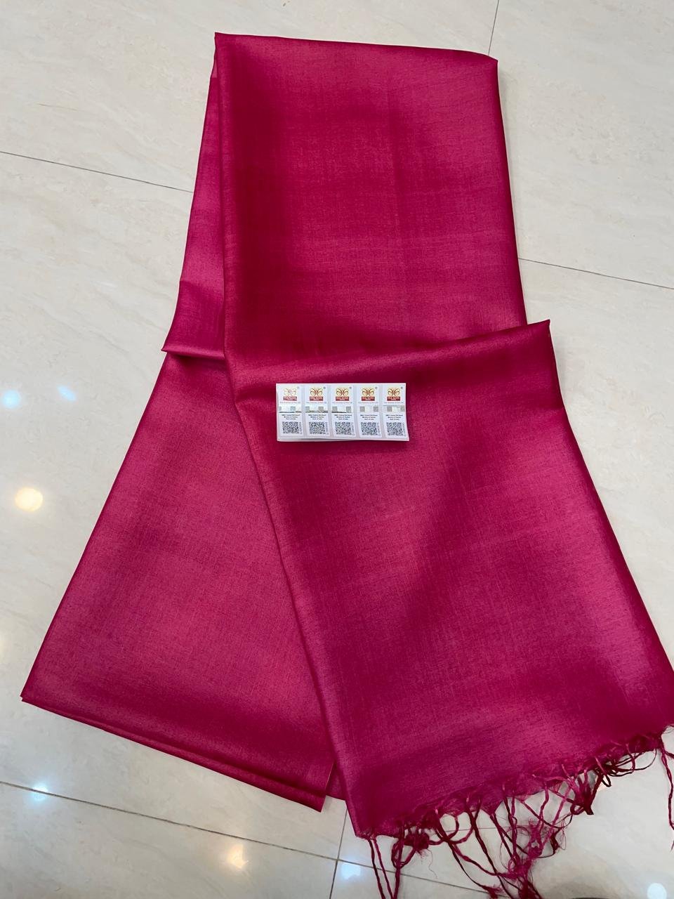Dark Pink Pure Gachi 2 Ply Tussar With Blouse Piece Dark Pink Pure Gachi 2 Ply Tussar With Blouse Piece