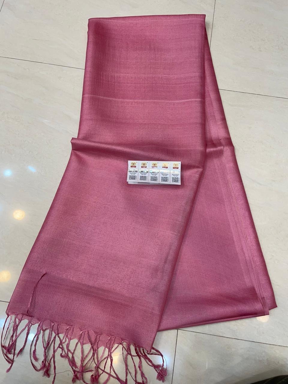 Onion Pink Pure Gachi 2 Ply Tussar With Blouse Piece Onion Pink Pure Gachi 2 Ply Tussar With Blouse Piece