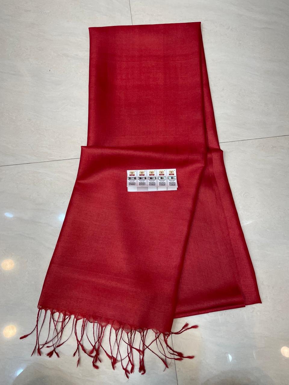 Red Pure Gachi 2 Ply Tussar With Blouse Piece Red Pure Gachi 2 Ply Tussar With Blouse Piece